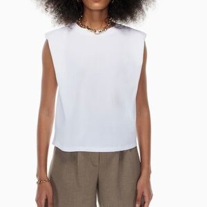 Aritzia Babaton white 100% cotton oversized statement shoulder pad tank top XS